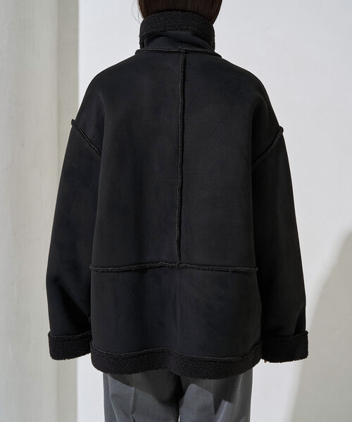 FREAK'S STORE（フリークスストア）の「限定展開　ムートン スタンド カラーコート（ムートンコート・レディース・ブラック/グレー/ベージュ・ﾌﾘ-）」の11枚目の写真