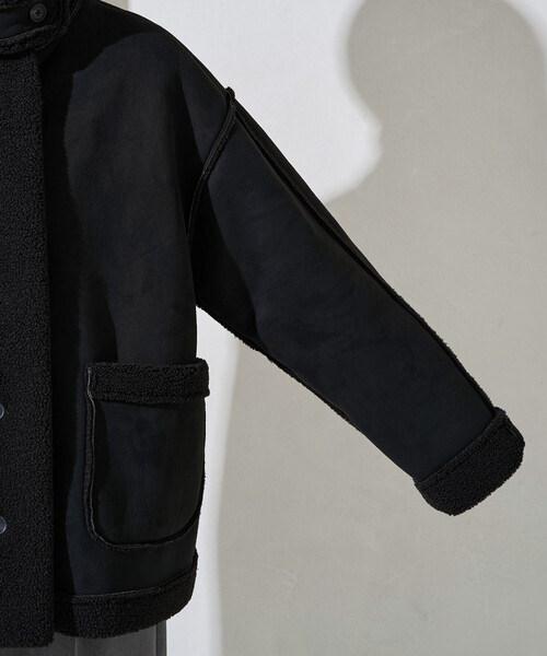 FREAK'S STORE（フリークスストア）の「限定展開　ムートン スタンド カラーコート（ムートンコート・レディース・ブラック/グレー/ベージュ・ﾌﾘ-）」の14枚目の写真