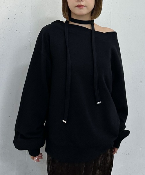 archives(アルシーヴ)の「チョーカー付クロスオフショルスウェット(スウェット・レディース・グレー/アイボリー/ブラック・MEDIUM)」の20枚目の写真