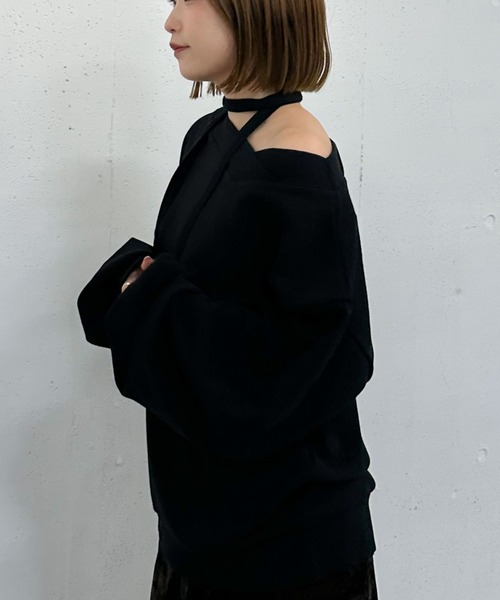 archives(アルシーヴ)の「チョーカー付クロスオフショルスウェット(スウェット・レディース・グレー/アイボリー/ブラック・MEDIUM)」の21枚目の写真