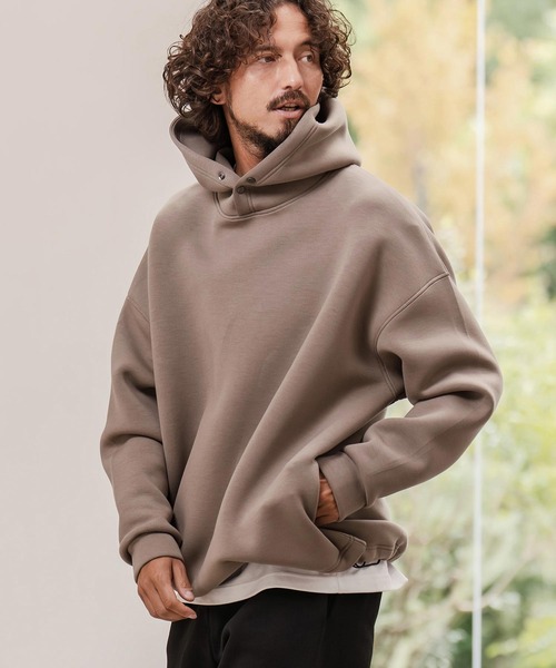 mpa3979-ボンディングハイネックボタンプルパーカー（パーカー