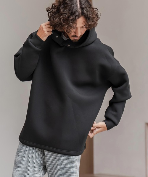 CAMBIO（カンビオ）の「mpa3979-ボンディングハイネックボタンプルパーカー（パーカー・メンズ・ホワイト/グレイッシュベージュ/ブラック・M/L/XL）」の6枚目の写真