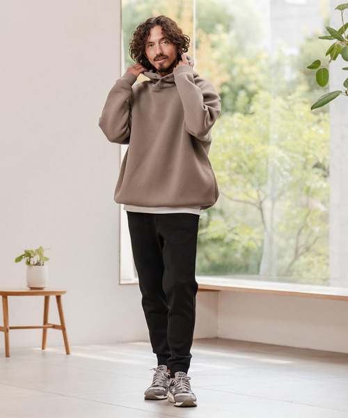 CAMBIO（カンビオ）の「mpa3979-ボンディングハイネックボタンプルパーカー（パーカー・メンズ・ホワイト/グレイッシュベージュ/ブラック・M/L/XL）」の10枚目の写真