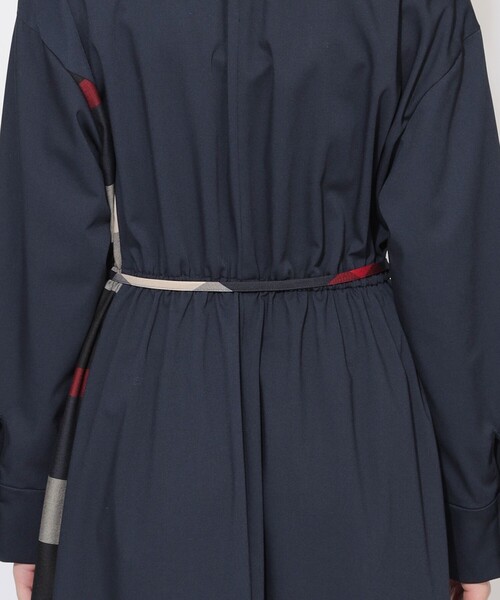 セール】サイドチェック切替ラウンドネックワンピース（ワンピース