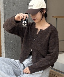 COLONY 2139（コロニートゥーワンスリーナイン）の「ウール混ブークレWジップカーディガン（カーディガン/ボレロ）」