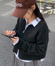 COLONY 2139（コロニートゥーワンスリーナイン）の「ウール混ブークレWジップカーディガン（カーディガン/ボレロ）」