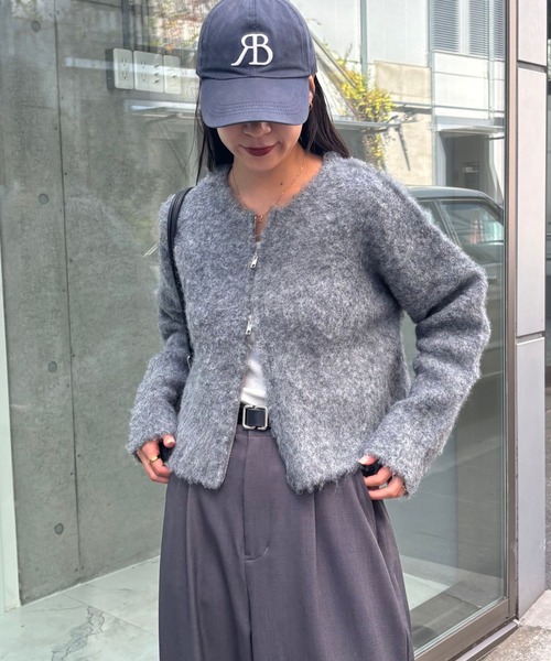 セール】ウール混ブークレWジップカーディガン（カーディガン/ボレロ