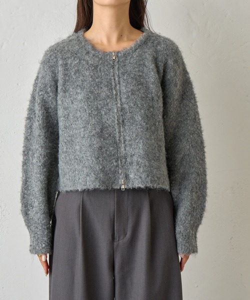 COLONY 2139（コロニートゥーワンスリーナイン）の「ウール混ブークレWジップカーディガン（カーディガン/ボレロ・レディース・ブラック/アイボリー/ブラウン/グレー・FREE）」の12枚目の写真