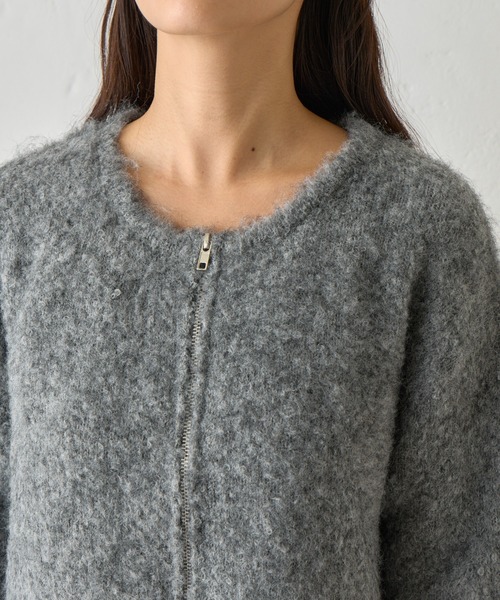 COLONY 2139（コロニートゥーワンスリーナイン）の「ウール混ブークレWジップカーディガン（カーディガン/ボレロ・レディース・ブラック/アイボリー/ブラウン/グレー・FREE）」の14枚目の写真