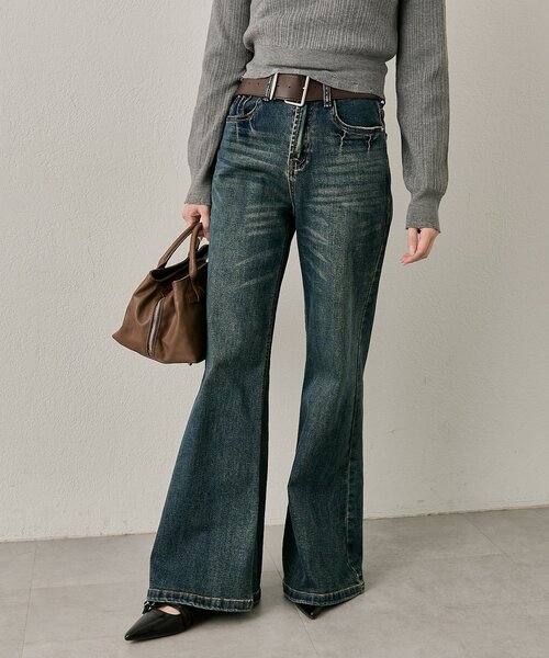 mline（エムライン）の「[mline]［3サイズ展開！］ワイドデニム（デニムパンツ・レディース・ブルー・LARGE/SMALL/MEDIUM）」の4枚目の写真