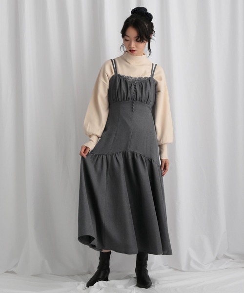 mysty woman(ミスティウーマン)の「袖ボリュームハイネックプルオーバー 611350(ニット/セーター・レディース・グレー/アイボリー/ブラック/グリーン/ブラウン/ライトブルー・FREE)」の7枚目の写真