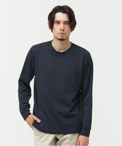 TIGORA(ティゴラ)の「ティゴラ TIGORA iHEATコットンロングTシャツ(Tシャツ/カットソー・メンズ・ネイビー/ホワイト/ブラック・LL/3L/S/M/L)」の1枚目の写真