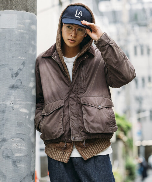 セール】襟コーデュロイ切り替え コットンナイロンブルゾン