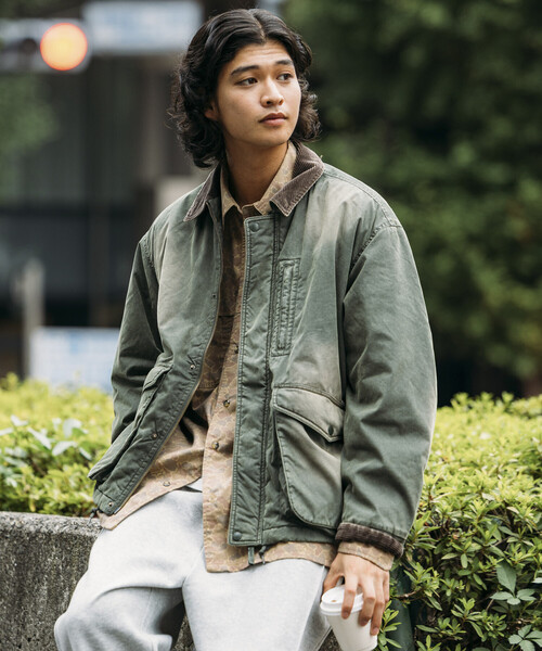 セール】襟コーデュロイ切り替え コットンナイロンブルゾン