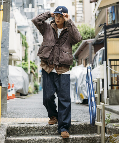 セール】襟コーデュロイ切り替え コットンナイロンブルゾン