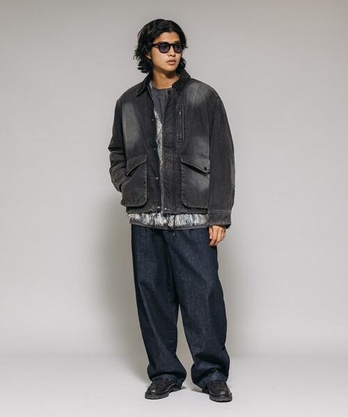 セール】襟コーデュロイ切り替え コットンナイロンブルゾン