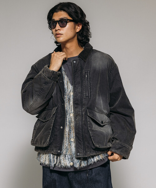 セール】襟コーデュロイ切り替え コットンナイロンブルゾン