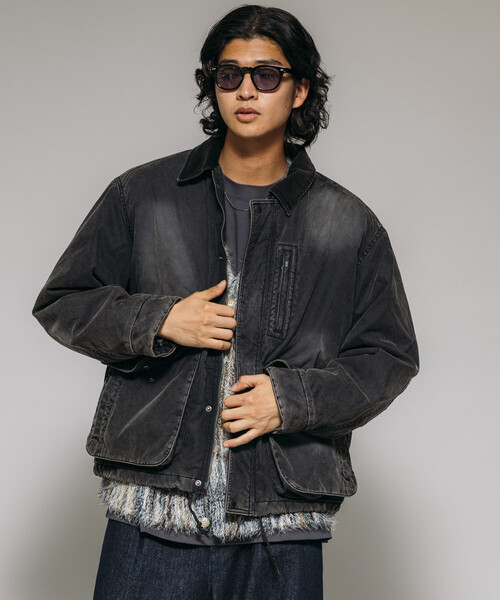 セール】襟コーデュロイ切り替え コットンナイロンブルゾン