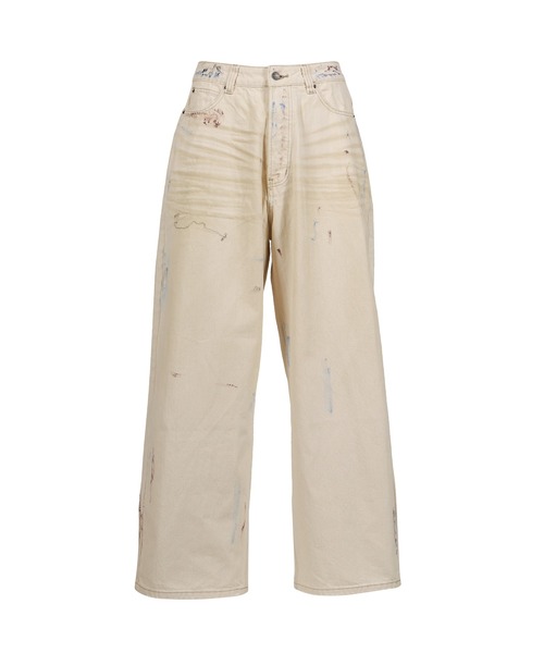 Jaded London(ジェイデッドロンドン)の「ECRU WASH PAINT COLOSSUS JEAN(デニムパンツ・メンズ・ホワイト・32/28/30)」の1枚目の写真