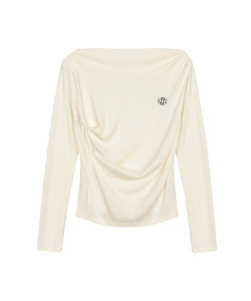 NICK&NICOLE(ニックアンドニコール)の「SHIRRING DRAPE BOAT NECK TOP_CREAM(Tシャツ/カットソー・レディース・その他・FREE)」の6枚目の写真
