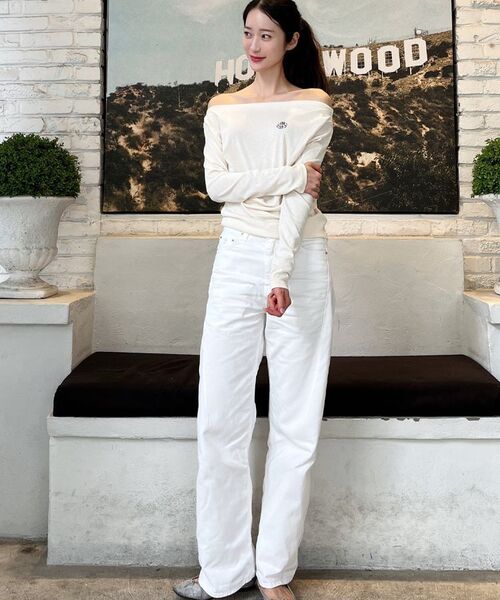 NICK&NICOLE(ニックアンドニコール)の「SHIRRING DRAPE BOAT NECK TOP_CREAM(Tシャツ/カットソー・レディース・その他・FREE)」の10枚目の写真