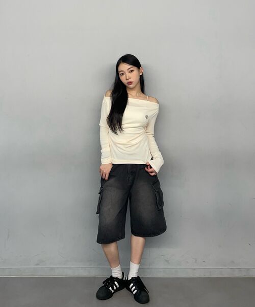 NICK&NICOLE(ニックアンドニコール)の「SHIRRING DRAPE BOAT NECK TOP_CREAM(Tシャツ/カットソー・レディース・その他・FREE)」の12枚目の写真