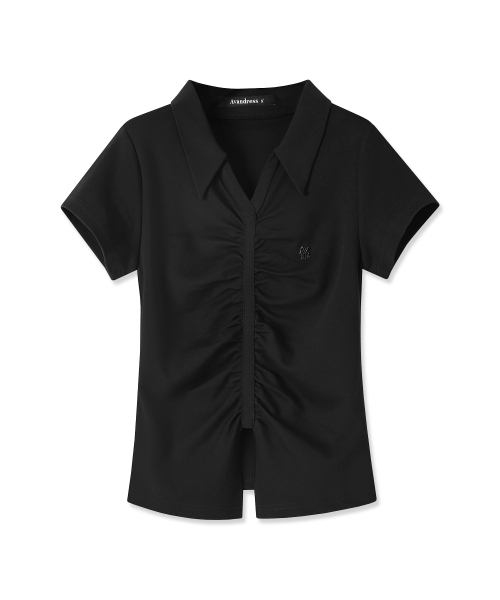 AVANDRESS(アバンドレス )の「VシャーリングカラーTシャツ - 4COL(Tシャツ/カットソー・レディース・ブラック/チャコール/ネイビー/ホワイト・SMALL/MEDIUM)」の11枚目の写真