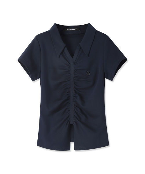 AVANDRESS(アバンドレス )の「VシャーリングカラーTシャツ - 4COL(Tシャツ/カットソー・レディース・ブラック/チャコール/ネイビー/ホワイト・SMALL/MEDIUM)」の10枚目の写真