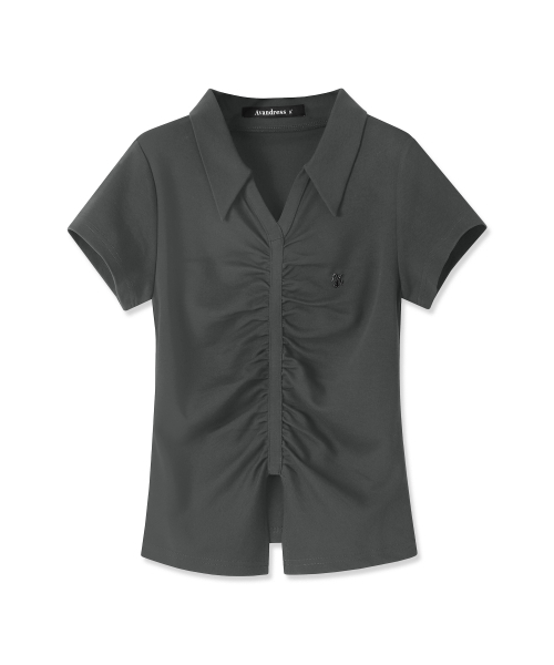 AVANDRESS(アバンドレス )の「VシャーリングカラーTシャツ - 4COL(Tシャツ/カットソー・レディース・ブラック/チャコール/ネイビー/ホワイト・SMALL/MEDIUM)」の8枚目の写真