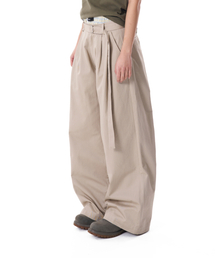 Western Belted Cotton Pants (Beige)