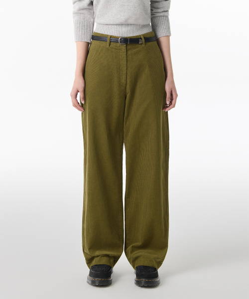 MUSINSA STANDARD WOMAN（ムシンサスタンダードウーマン）の「ウィメンズワイドコーデュロイパンツ[オリーブ]（その他パンツ・レディース・その他・30/24/25/26/27/28/29）」の3枚目の写真