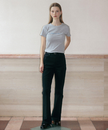 COTTON FLARED PANTS_BLACK