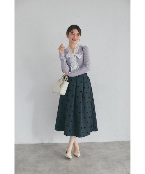 tocco closet(トッコ クローゼット)の「【ZOZO限定】ポケット付きフロッキーハートフレアスカート(スカート・レディース・グレー/ブラック・M)」の14枚目の写真