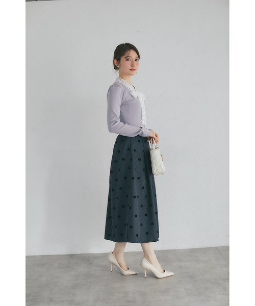 tocco closet(トッコ クローゼット)の「【ZOZO限定】ポケット付きフロッキーハートフレアスカート(スカート・レディース・グレー/ブラック・M)」の15枚目の写真