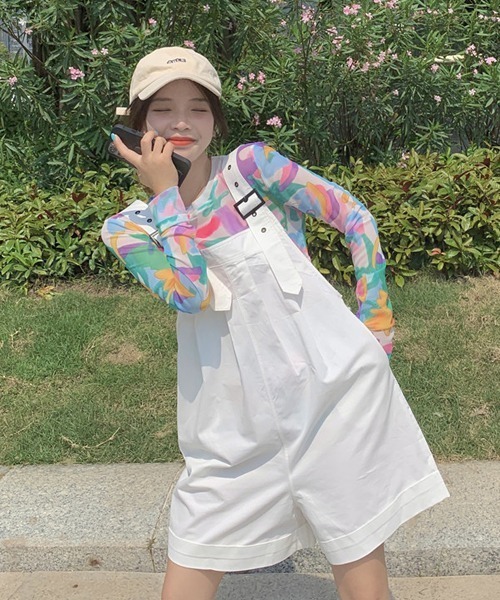 VIBGYOR Women(ヴィブジョー ウィメン)の「【Mayree】マルチ柄メッシュトップス(Tシャツ/カットソー・レディース・マルチ・FREE)」の4枚目の写真