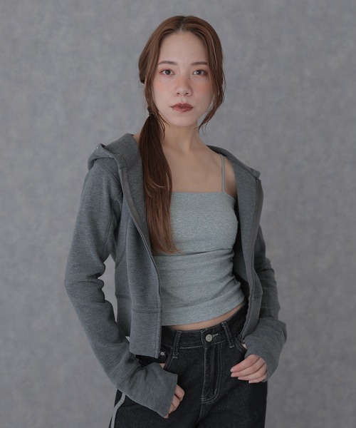 SUWDEE(スーディー)の「eyelet double zip hooded tops(パーカー・レディース・ブラック/グレー/ホワイト・FREE)」の3枚目の写真