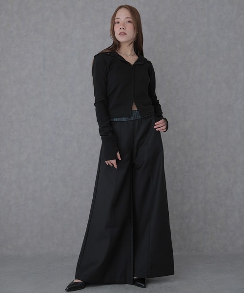 SUWDEE(スーディー)の「eyelet double zip hooded tops(パーカー・レディース・ブラック/グレー/ホワイト・FREE)」の7枚目の写真