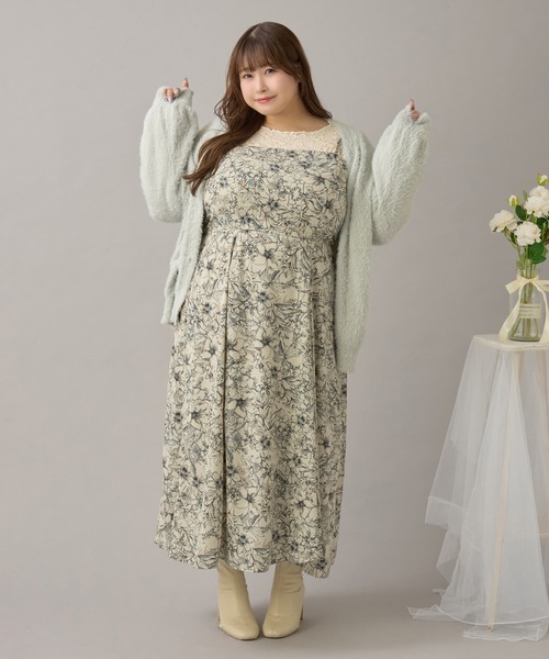大きいサイズ】ダブルストラップイレヘムキャミワンピ（ワンピース