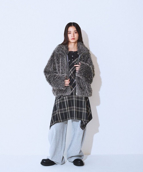 JEANASIS（ジーナシス）の「モールチェックミニワンピース/612205（チュニック・レディース・ブラック系その他/ベージュ系その他・FREE）」の12枚目の写真