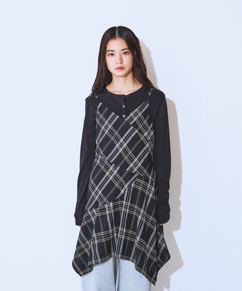 JEANASIS（ジーナシス）の「モールチェックミニワンピース/612205（チュニック・レディース・ブラック系その他/ベージュ系その他・FREE）」の13枚目の写真