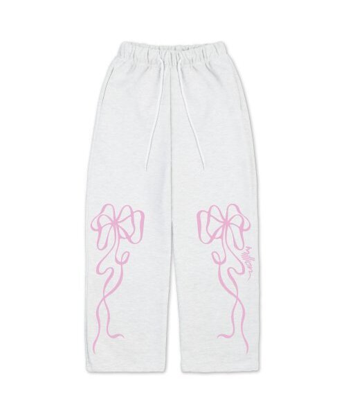 MILLION DAY(ミリオンデイ)の「MILLION Ribbon Wide Pants(スウェットパンツ・レディース・パープル/ホワイト・LARGE/MEDIUM)」の2枚目の写真