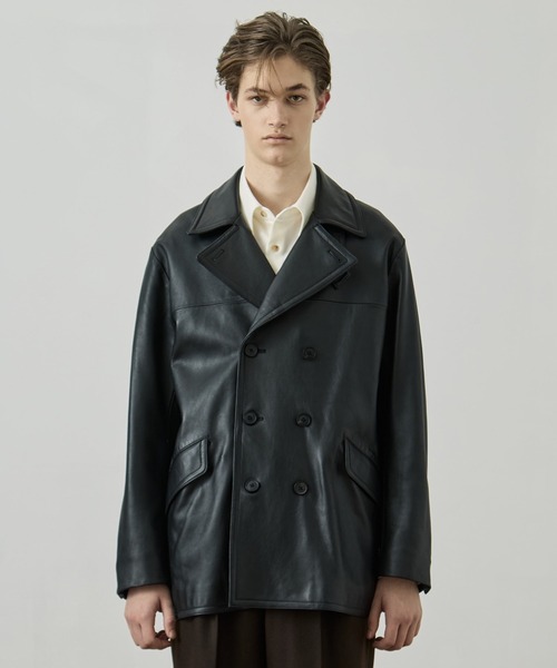 UNITED TOKYO（ユナイテッドトウキョウ）の「ラムレザー ピーコート　｜２WAY/スタンド/本革/吸放湿性/ムレ防止/静電気防止/冬服/（ピーコート・メンズ・ブラック・1/2）」の8枚目の写真