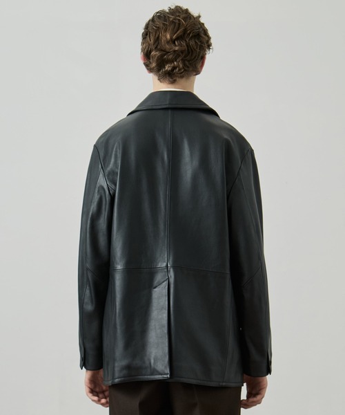 UNITED TOKYO（ユナイテッドトウキョウ）の「ラムレザー ピーコート　｜２WAY/スタンド/本革/吸放湿性/ムレ防止/静電気防止/冬服/（ピーコート・メンズ・ブラック・1/2）」の10枚目の写真