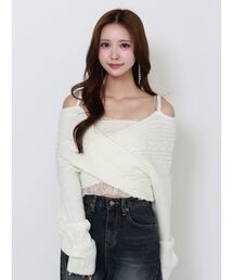 BACKリボンカシュクールニットTOP