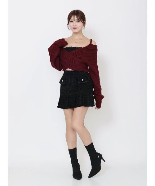 EATME（イートミー）の「BACKリボンカシュクールニットTOP（ニット/セーター・レディース・オフホワイト/ブラック/ワイン・FREE）」の21枚目の写真