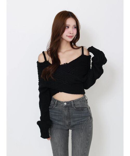 EATME（イートミー）の「BACKリボンカシュクールニットTOP（ニット/セーター・レディース・オフホワイト/ブラック/ワイン・FREE）」の22枚目の写真