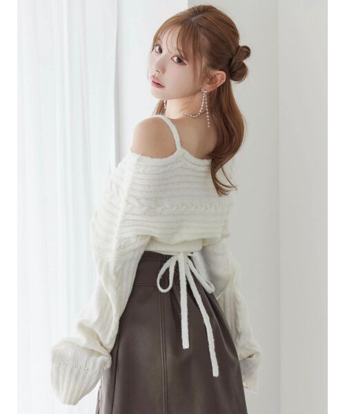 EATME（イートミー）の「BACKリボンカシュクールニットTOP（ニット/セーター・レディース・オフホワイト/ブラック/ワイン・FREE）」の15枚目の写真