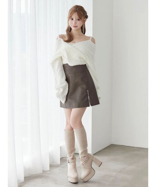 EATME（イートミー）の「BACKリボンカシュクールニットTOP（ニット/セーター・レディース・オフホワイト/ブラック/ワイン・FREE）」の16枚目の写真