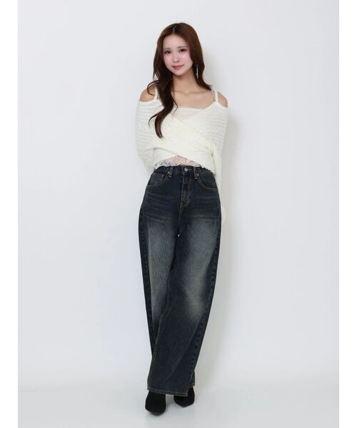 EATME（イートミー）の「BACKリボンカシュクールニットTOP（ニット/セーター・レディース・オフホワイト/ブラック/ワイン・FREE）」の19枚目の写真