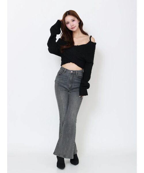 EATME（イートミー）の「BACKリボンカシュクールニットTOP（ニット/セーター・レディース・オフホワイト/ブラック/ワイン・FREE）」の17枚目の写真